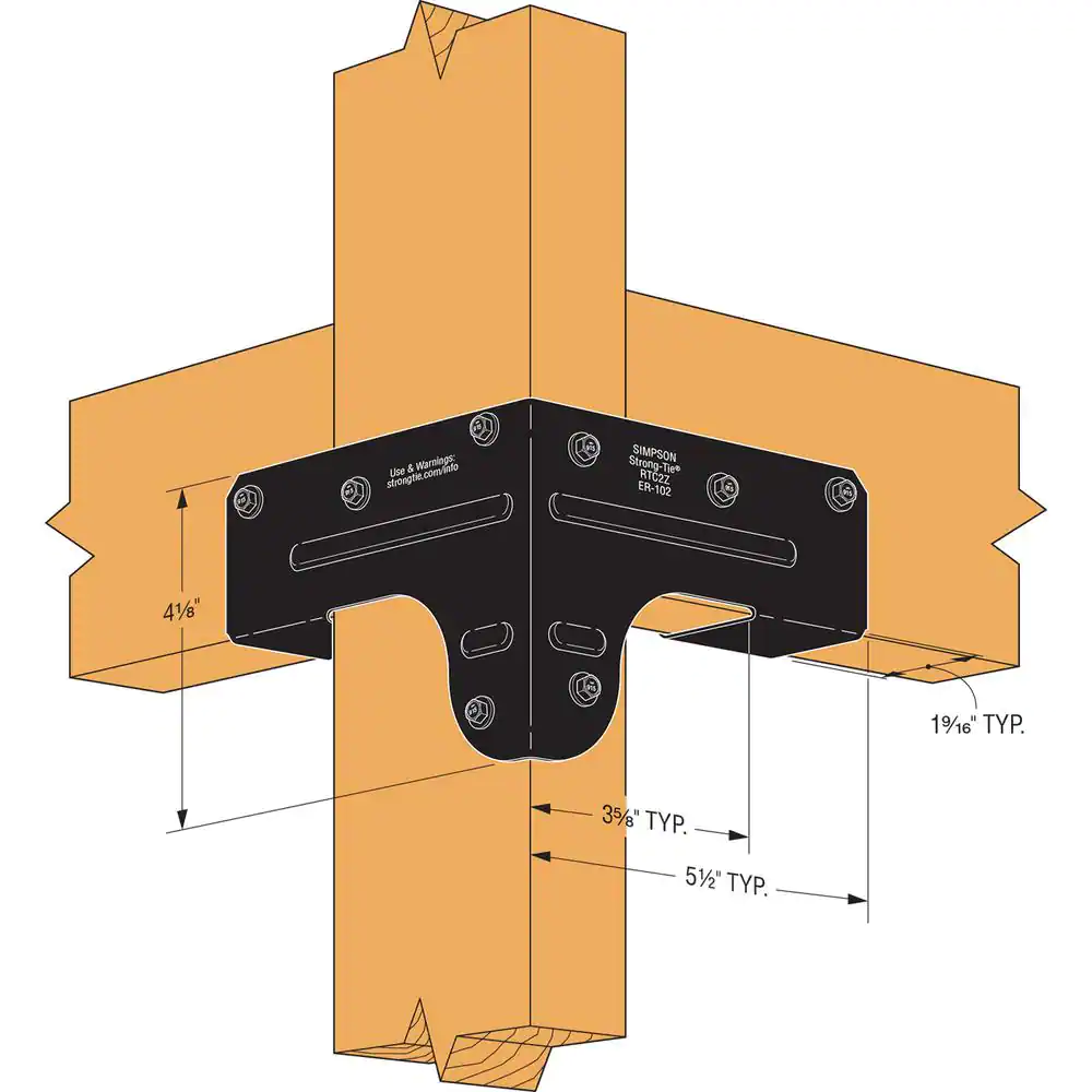Simpson Strong-Tie Outdoor Accents ZMAX, Black Rigid Tie Corner Connector for 2 x Joist, 2 x 4 Post