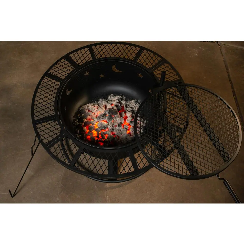 None Nightstar 32.7 in. Fire Pit with Grill and Poker