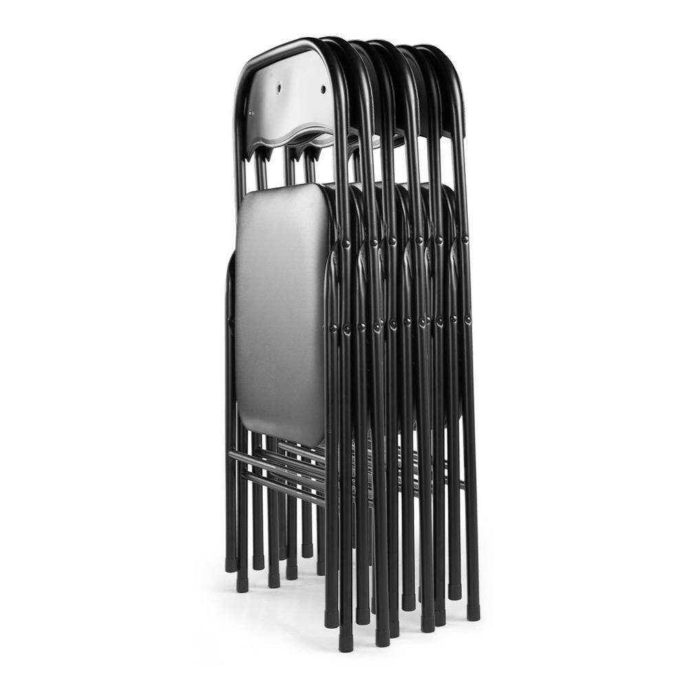 None Black Metal Plastic Folding Chair (Set of 6)