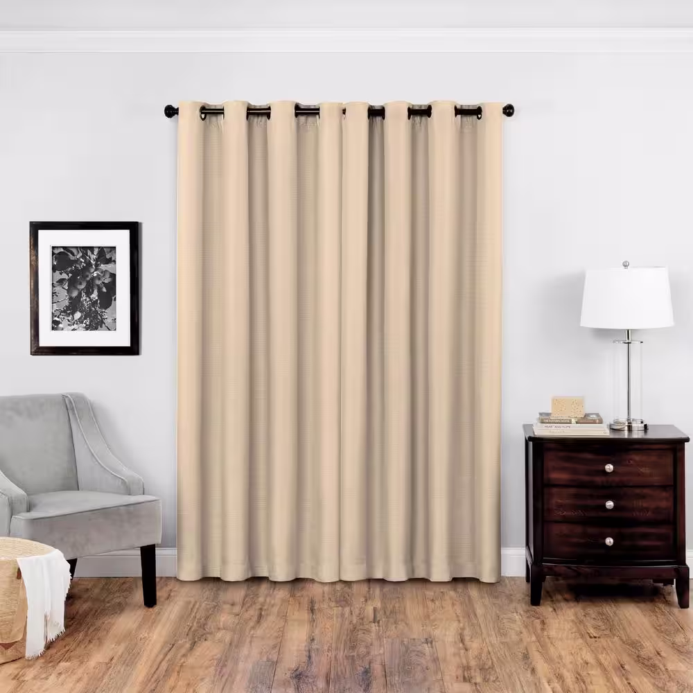 Eclipse Bryson Thermaweave Latte Solid Polyester 52 in. W x 108 in. L Room Darkening Single Grommet Top Curtain Panel