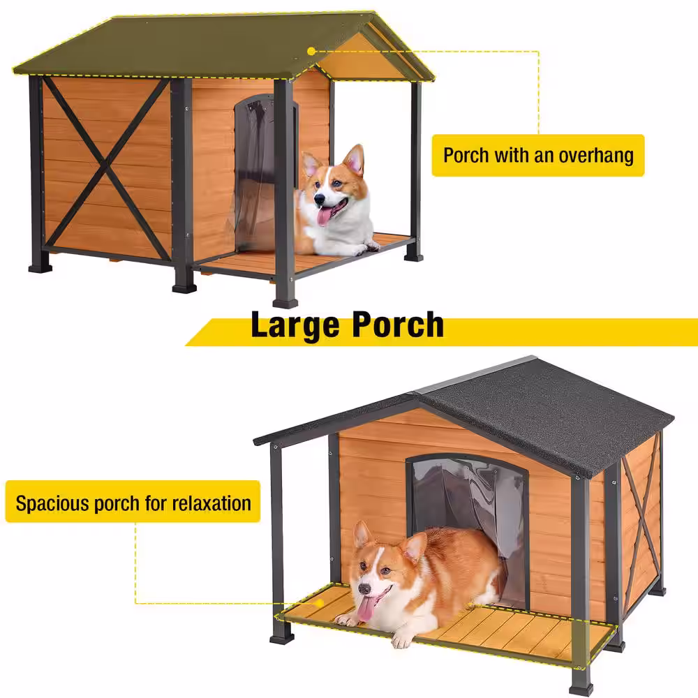 None Extra Large Waterproof Dog House with Anti-Chewing Metal Frame