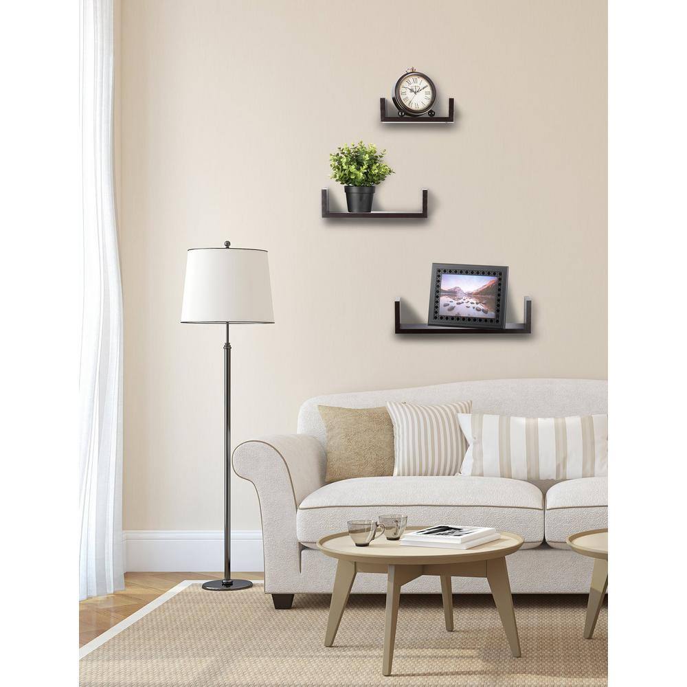 None Wooden Floating Wall Shelves Espresso Finish All hardware included (Set of 3)
