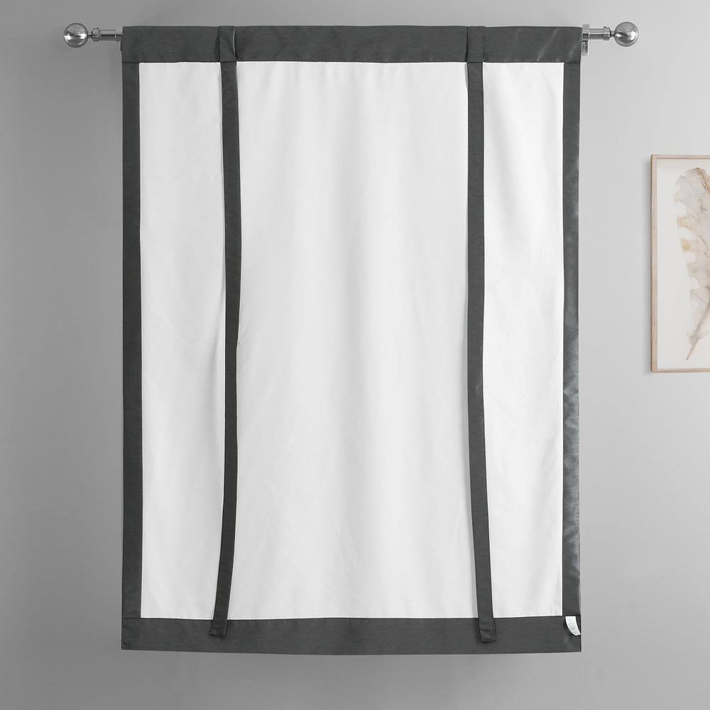 Exclusive Fabrics & Furnishings Arrowhead Grey Textured Faux Dupioni Silk 46in. W x 63in. L Room Darkening Rod Pocket Tie-Up Window Shade (1 Panel)