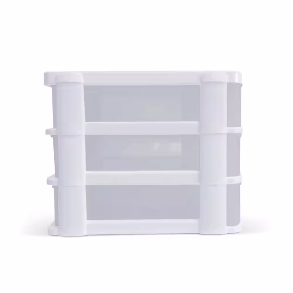 MQ 7 in. W x 6.25 in. H x 8.25 in. D White and Clear Plastic 3-Drawer (6-Pack)