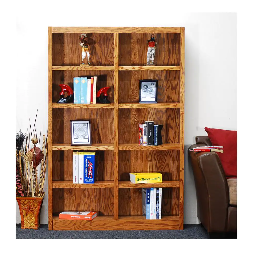 Concepts In Wood 72 in. Dry Oak Wood 10-shelf Standard Bookcase with Adjustable Shelves