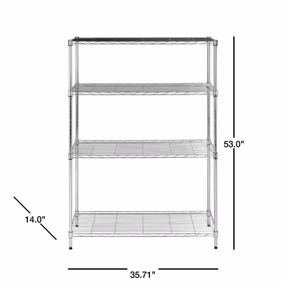 SAFAVIEH Bravo 53 in. 4-Tier Chrome Wire Rack