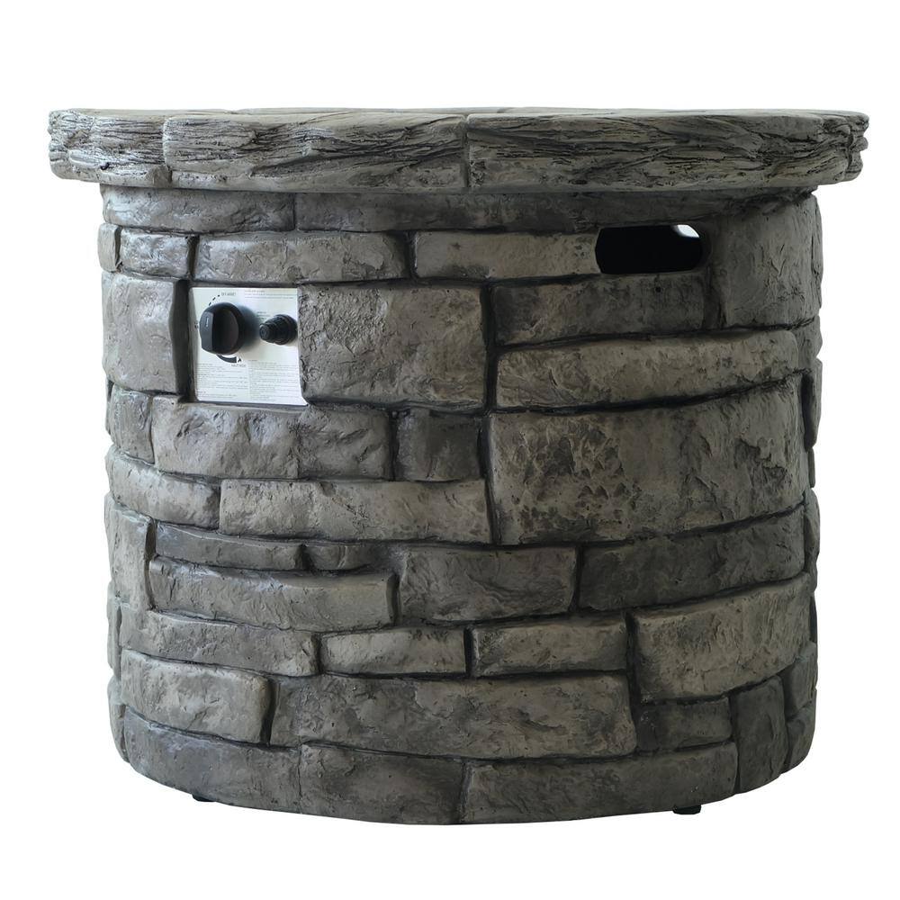 Noble House Xiomara 30 in. x 24 in. Circular MGO Propane Fire Pit in Grey