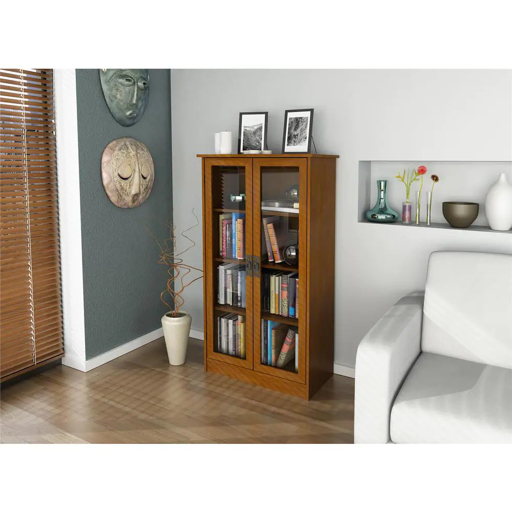 Ameriwood Home Lockwood 53.06 in. Inspire Cherry Wood 4-shelf Standard Bookcase with Adjustable Shelves