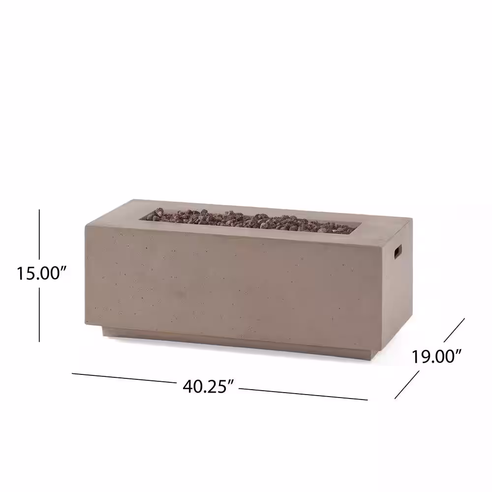 Noble House Mayfair Dark Grey Rectangular Stone Fire Pit (No Tank Holder)