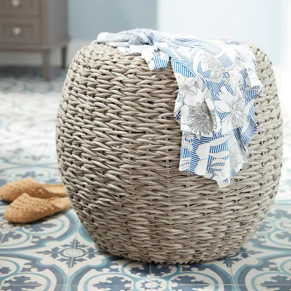 Hampton Bay Megan Gray 3-Piece Wicker Patio Chat Set with Gray Cushion