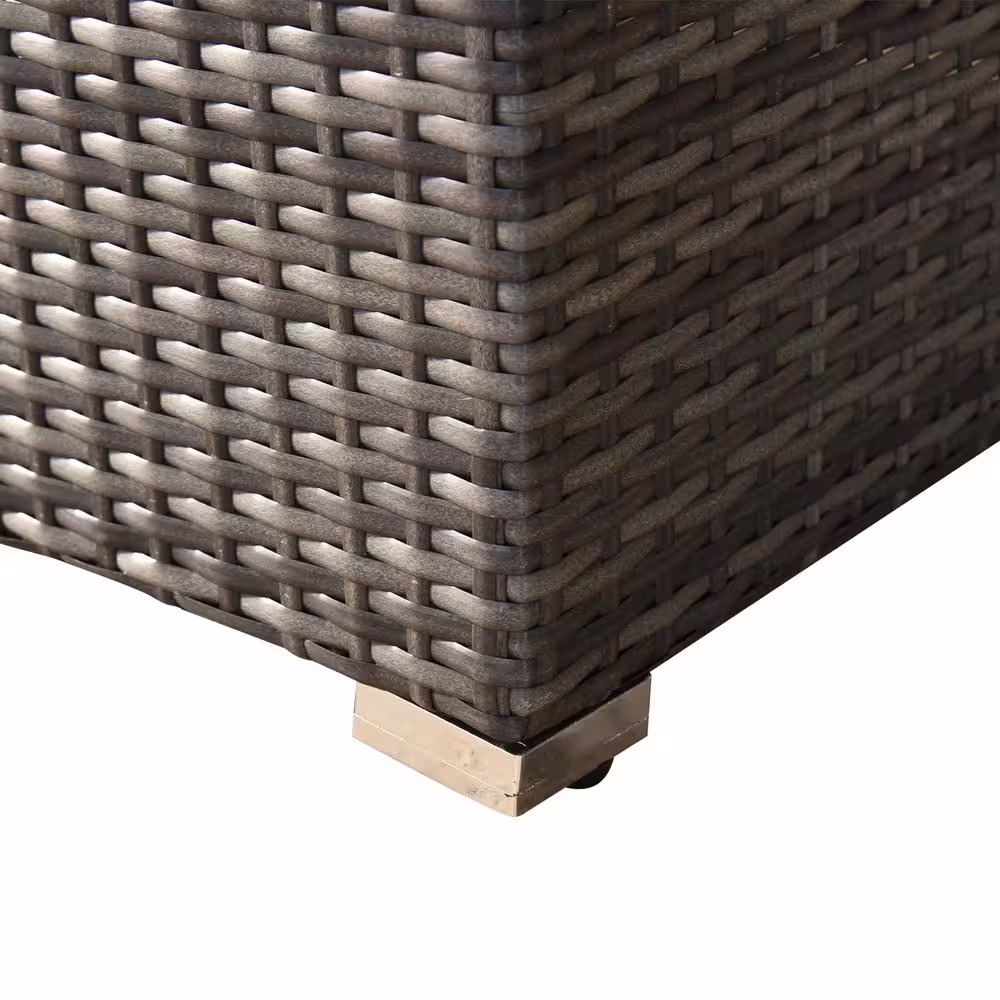 Outsunny Patio Life Ash Grey 7-Pieces Steel Plastic Rattan Patio Conversation Set with Grey Cushions