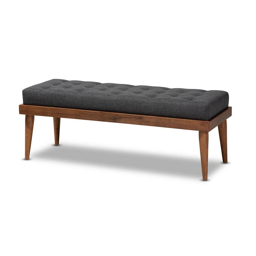Baxton Studio Linus Charcoal and Walnut Bench