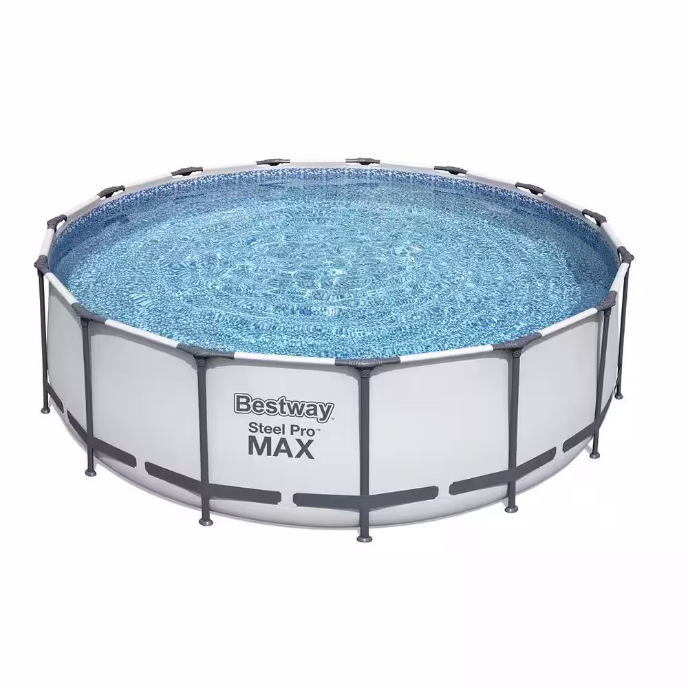 Bestway Pro MAX 15 ft. x 15 ft. Round 48 in. Deep Metal Frame Above Ground Swimming Pool with Pump & Cover