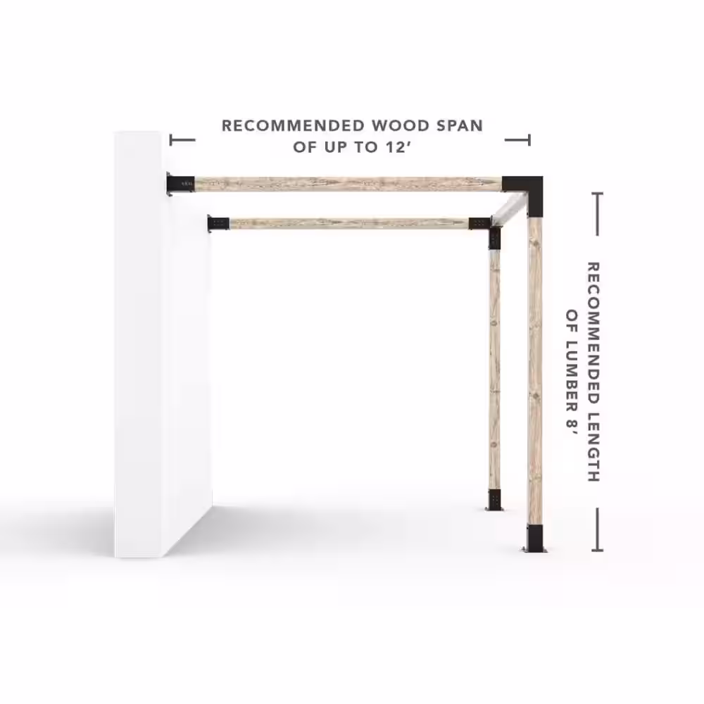 TOJA GRID Any Size Wall Mount Pergola Kit, for 4x4 Wood