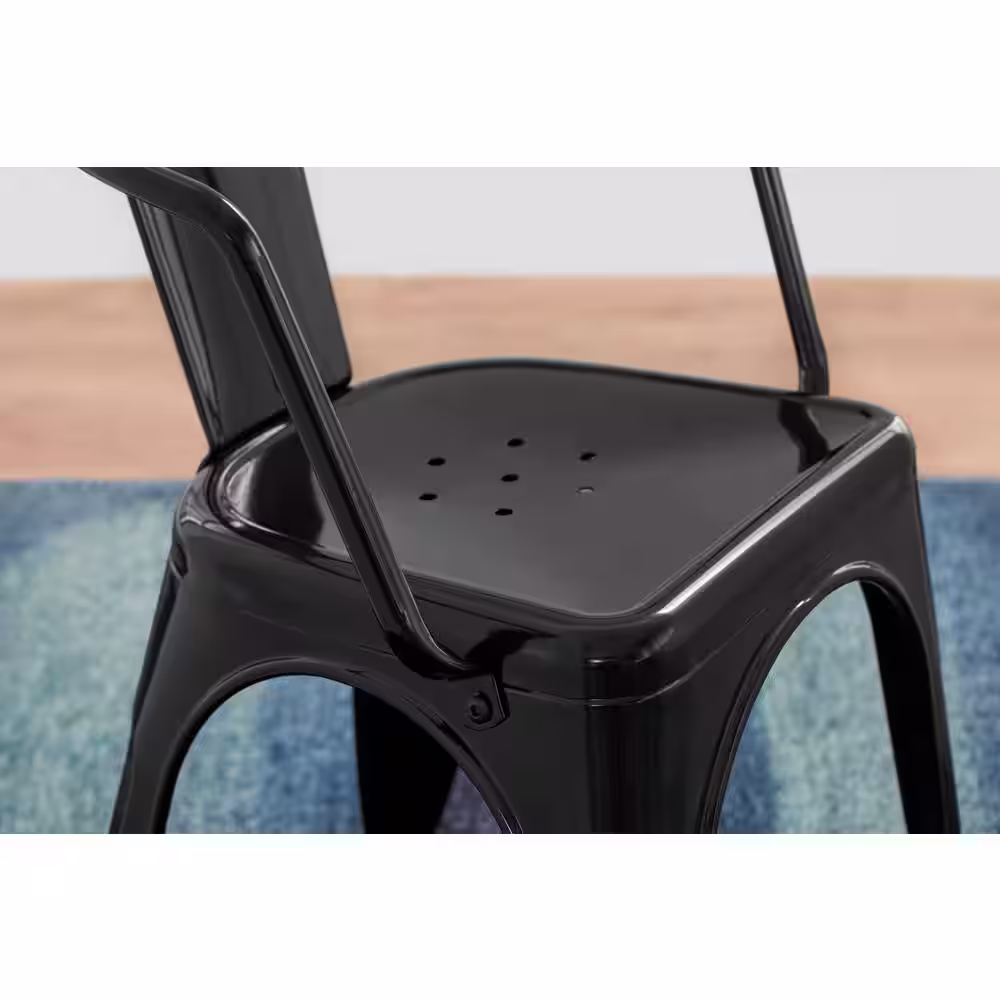 StyleWell Black Metal Dining Chair (Set of 2) (20 in. W x 28 in. H)