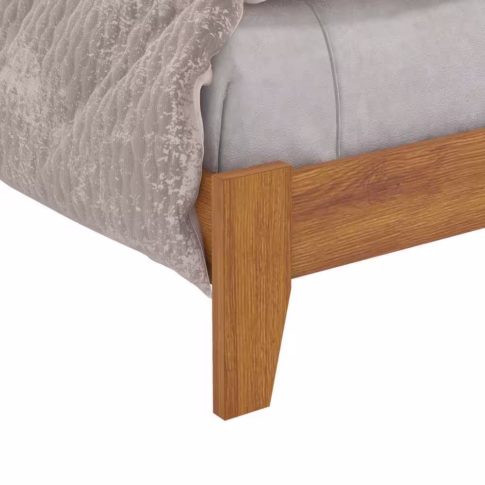 GALANO Weiss Amber Walnut Wood Frame Queen Bed With Headboard