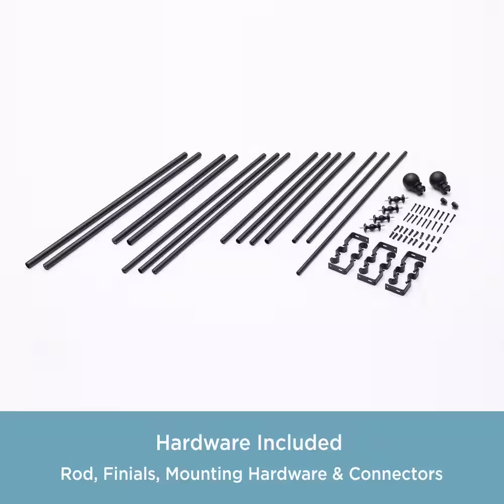 Kenney Bryce 78 in. - 144 in. Adjustable Double Bay Window Curtain Rod 3/4 in. Diameter in Black with Ball Finials