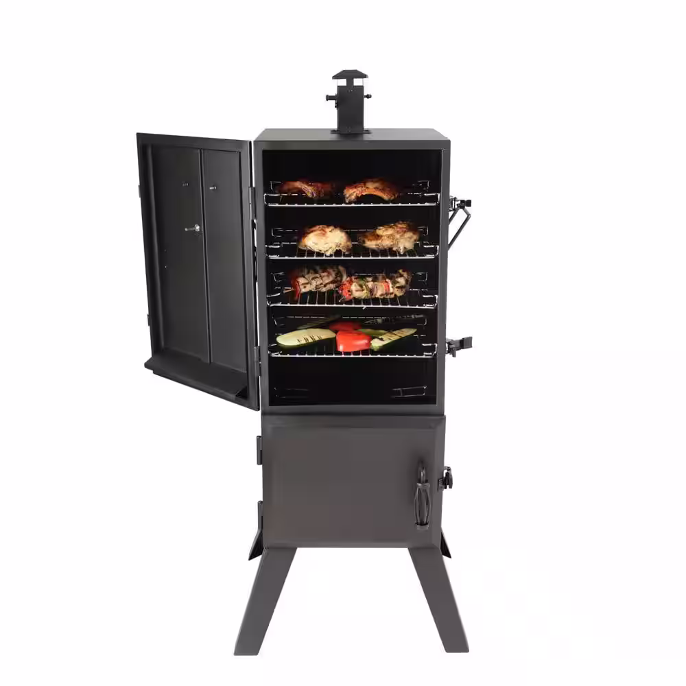 Dyna-Glo 22 in. Vertical Charcoal Smoker in Black with Premium Vertical Smoker Cover