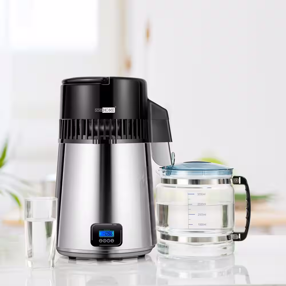 VIVOHOME 16-Cup Brushed 304 Stainless Steel Water Distiller Machine with LCD Screen