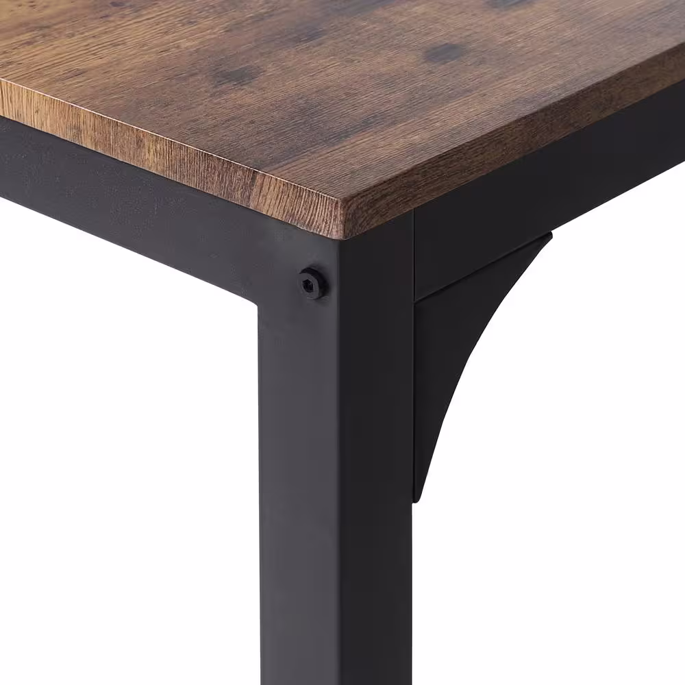 None 3-Piece Metal and Wooden Dining Table Set with 2 Side Chairs