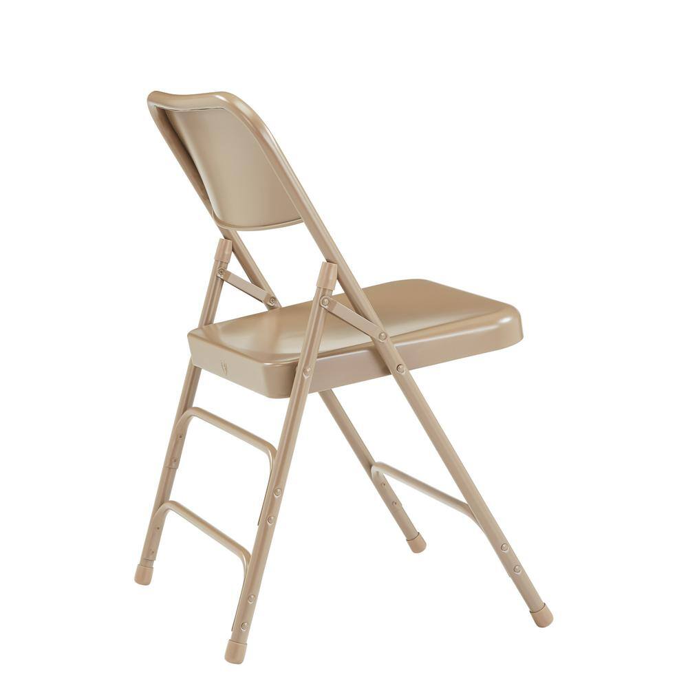National Public Seating Beige Metal Stackable Folding Chair (Set of 4)