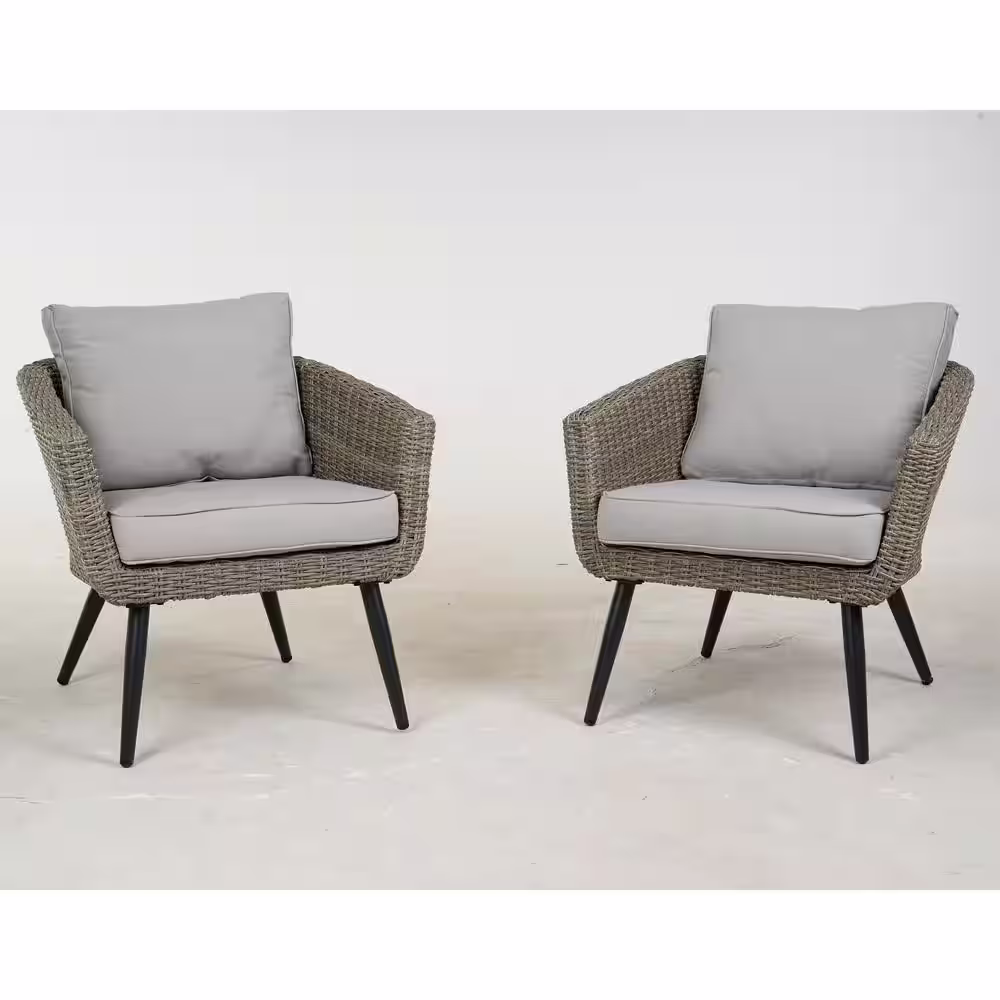 SUNRINX 3-Piece Wicker Bistro Set with Beige Cushions