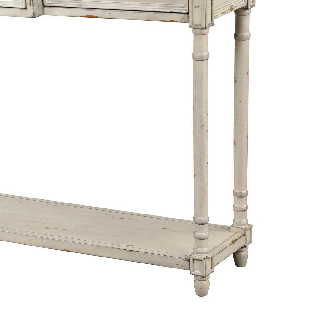 Harper & Bright Designs 52 in. Beige Standard Rectangle Wood Console Table with 3-Drawers