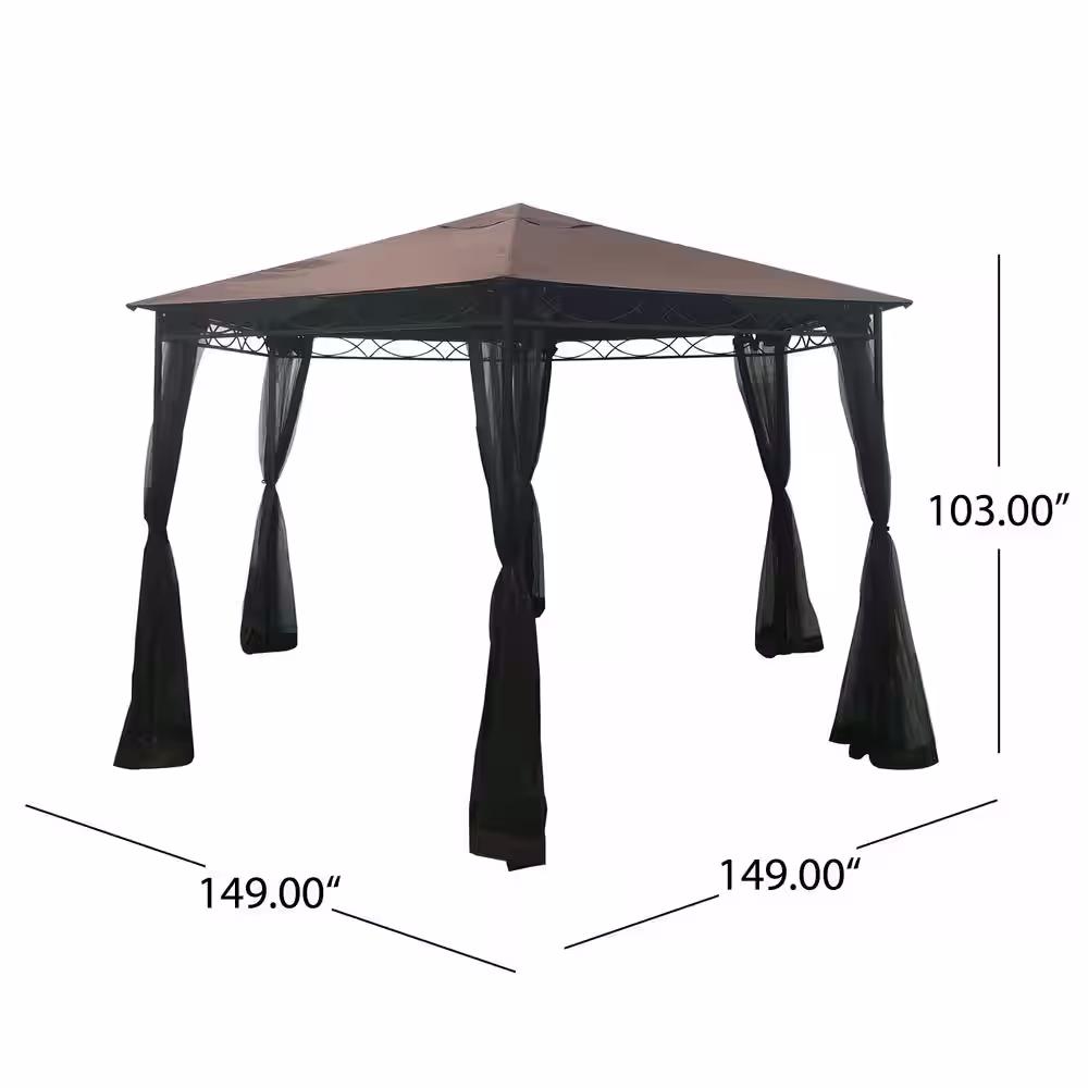 Noble House Duke 12.4 ft. x 12.4 ft. Brown Canopy Gazebo