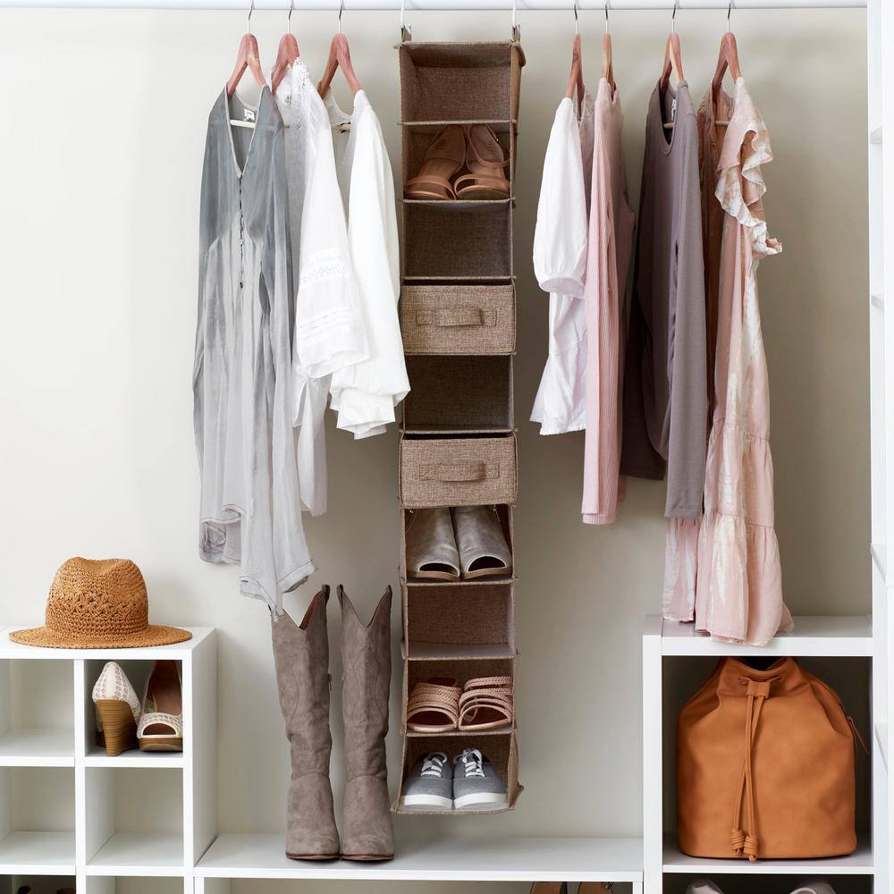 HOUSEHOLD ESSENTIALS Narrow Closet Organizer Drawers 2-Pack, Luxe Breathable Poly Linen