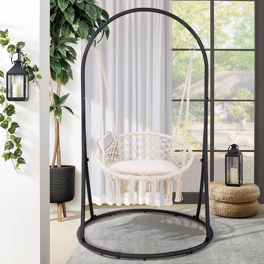 None 6.1 ft. Hammock Chair with Stand Included, Heavy-Duty Hanging Chair w/Stand, 330 lbs. Capacity, Patent Pending, in Beige