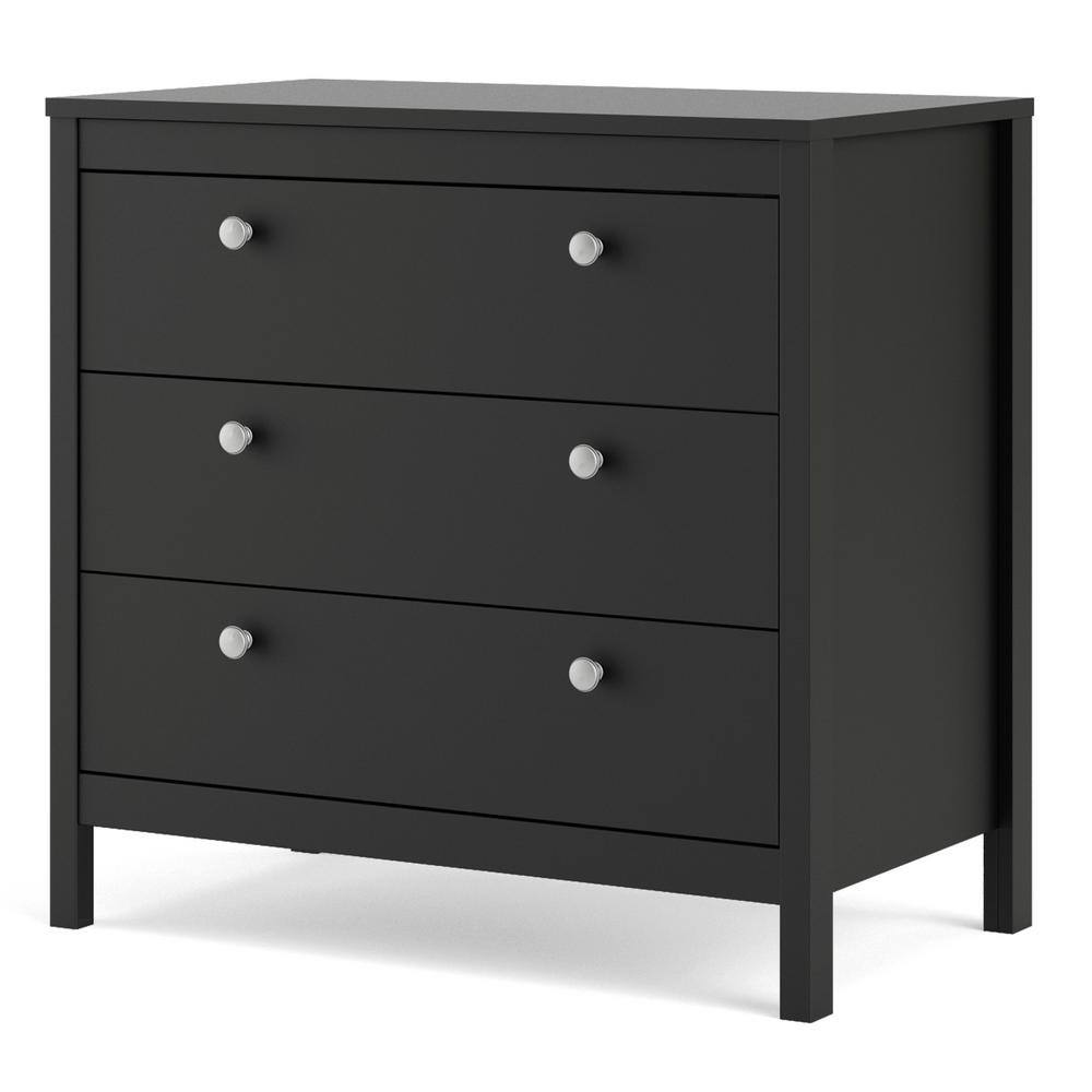 Tvilum Madrid 3-Drawer Black Matte Chest of-Drawers (31.38 in. H x 32.40 in. W x 18.90 in. D)