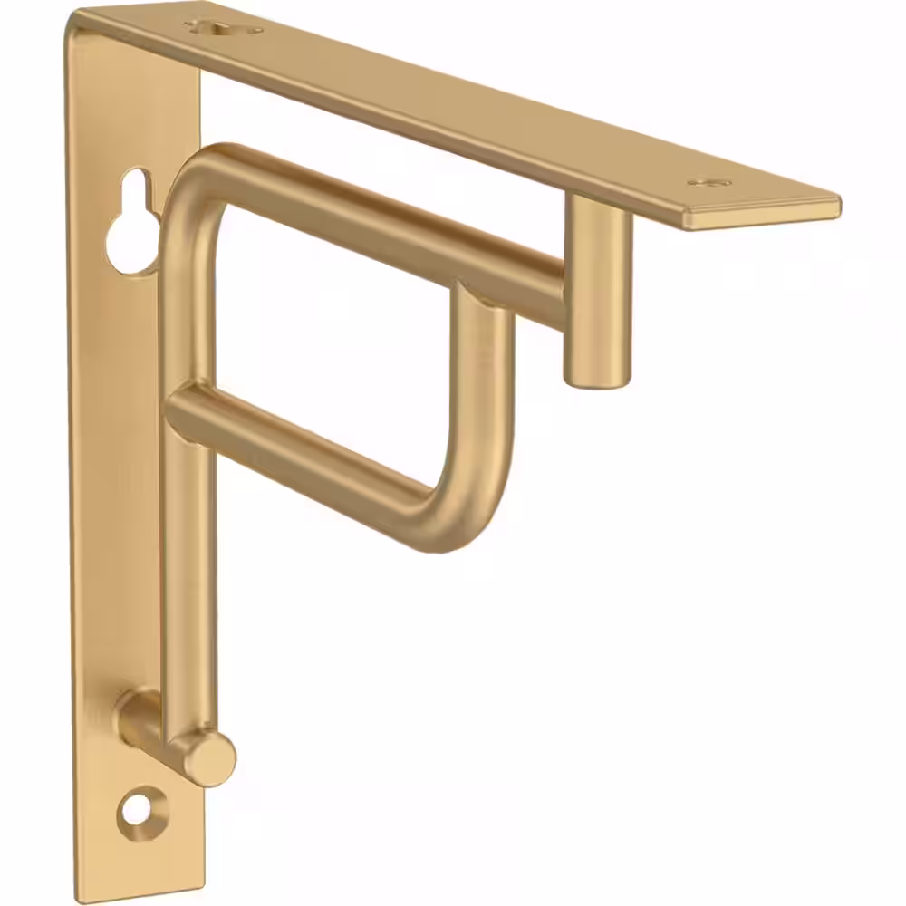Liberty 5 in. x 7 in. Art Deco Style Satin Gold Shelf Bracket 2-Pack