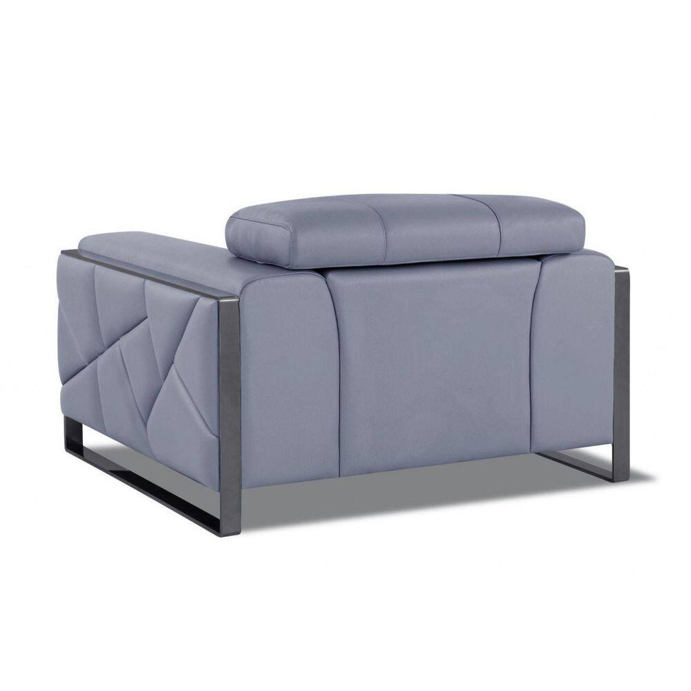 HomeRoots Charlie Blue Leather Arm Chair