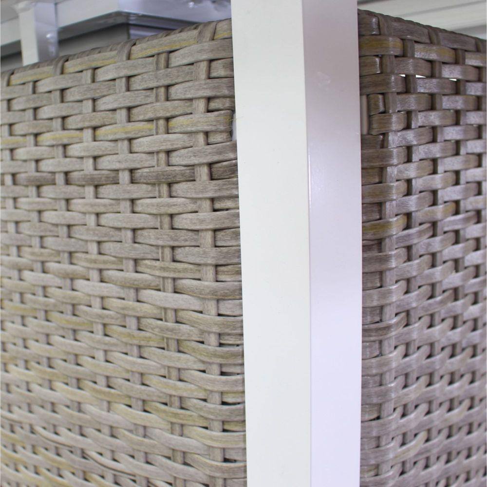 Courtyard Casual Santa Fe Aluminum Rectangle Fire Pit in White with 18 lbs. of Blue Fire Glass