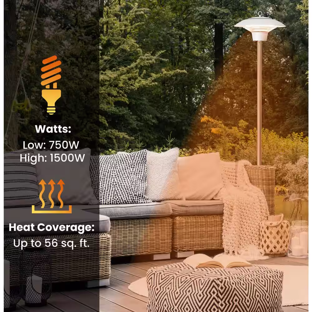 Hanover 1500-Watt Infrared Stand Electric Patio Heater in Silver