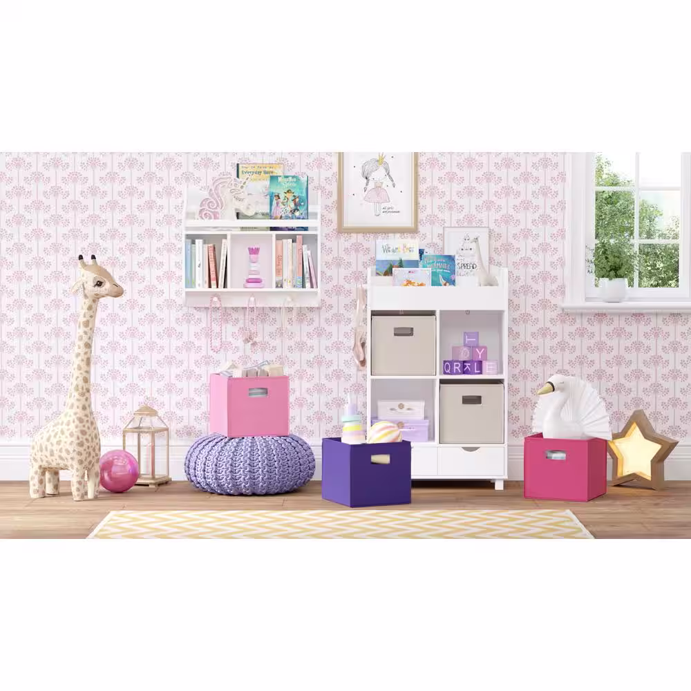 RiverRidge Home Kids White Wall Shelf with Cubbies and Bookrack
