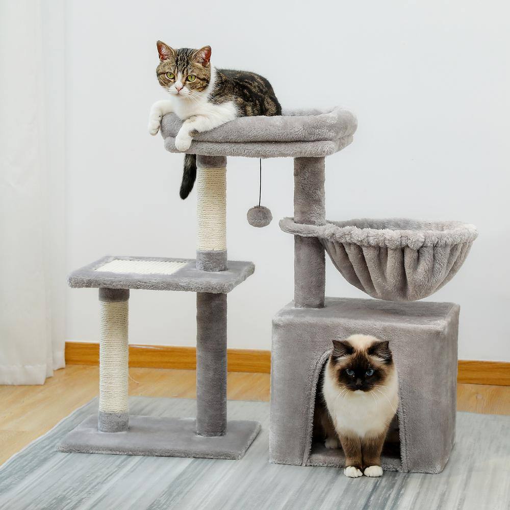 None Modern Cat Scratching Posts and Trees, Cat House, Cat Tree in Grey