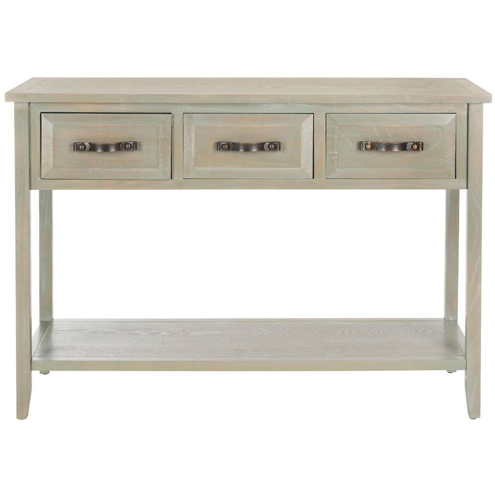 SAFAVIEH Aiden 43 in. 3-Drawer Gray Wood Console Table