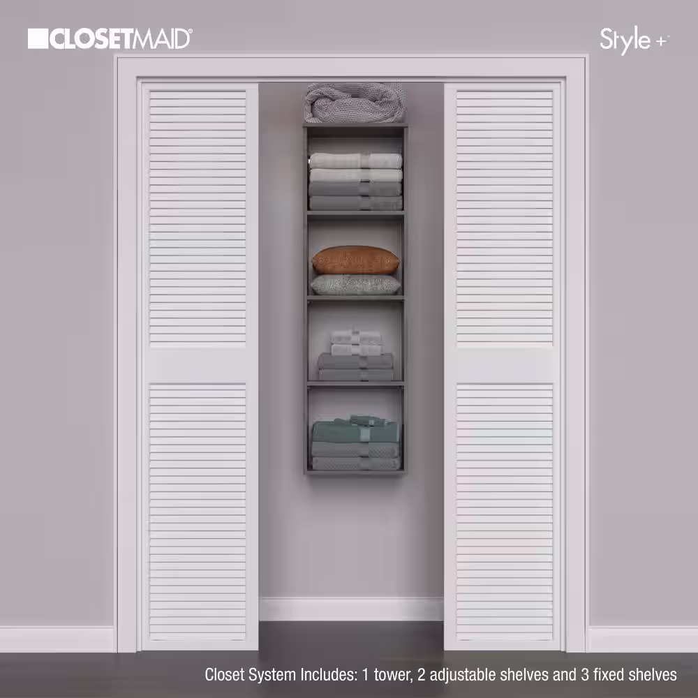 ClosetMaid Style+ 17 in. W Coastal Teak Hanging Wood Closet Tower