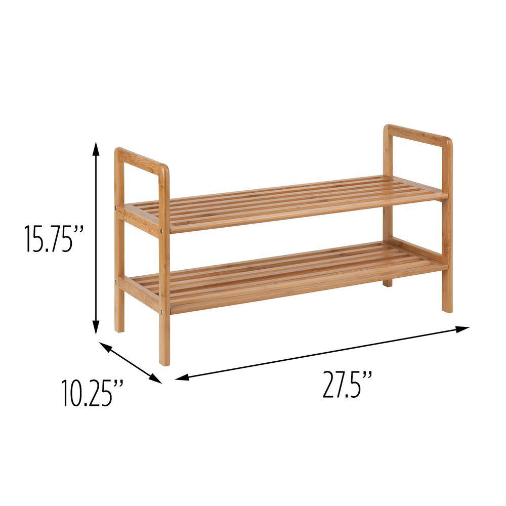 Honey-Can-Do 15.75 H 8-Pair Brown Bamboo Shoe Rack