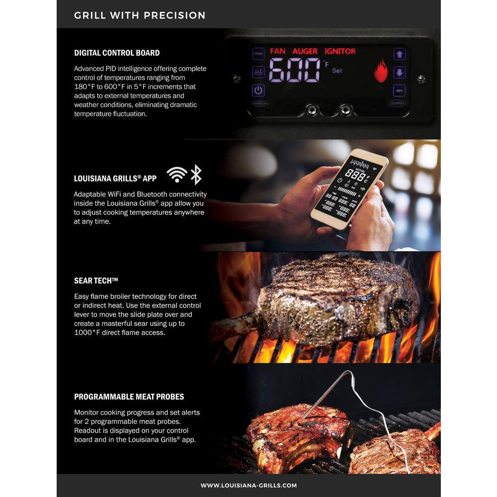 Louisiana Grills 1000 Black Label Pellet Grill with WiFi Control in Black