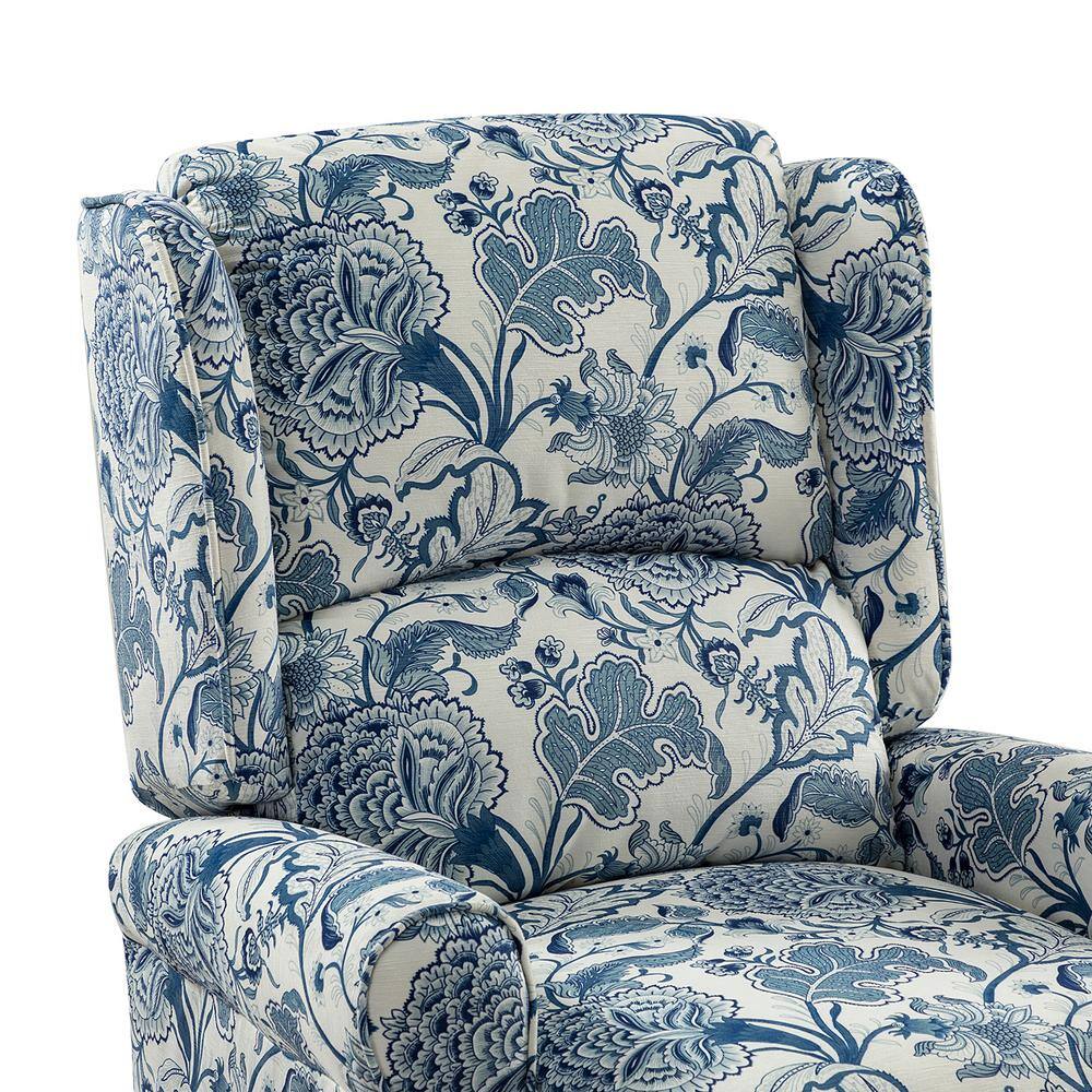 JAYDEN CREATION Bogazk Modern Jacobean Polyester Pattern Manual Recliner with Wingback and Rubber Wood Legs (Set of 2)