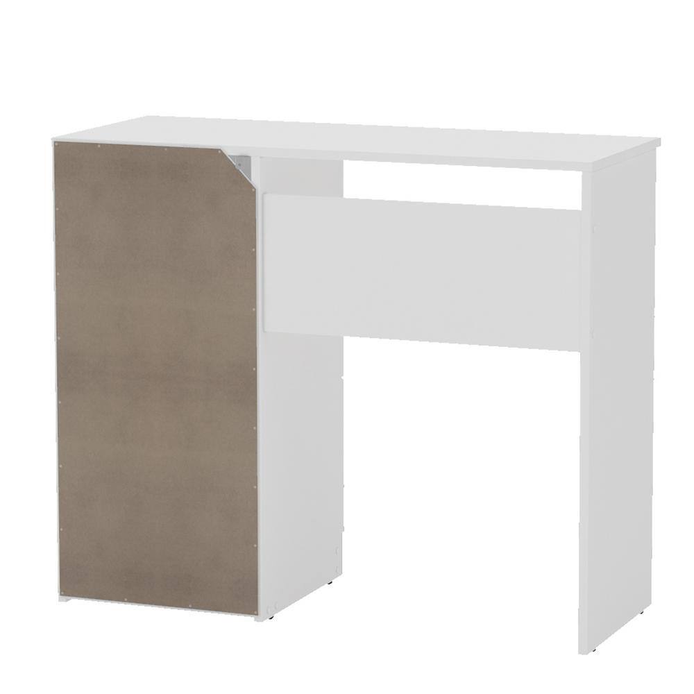 None Bristol 35 in. Rectangular White 3 Drawer Writing Desk