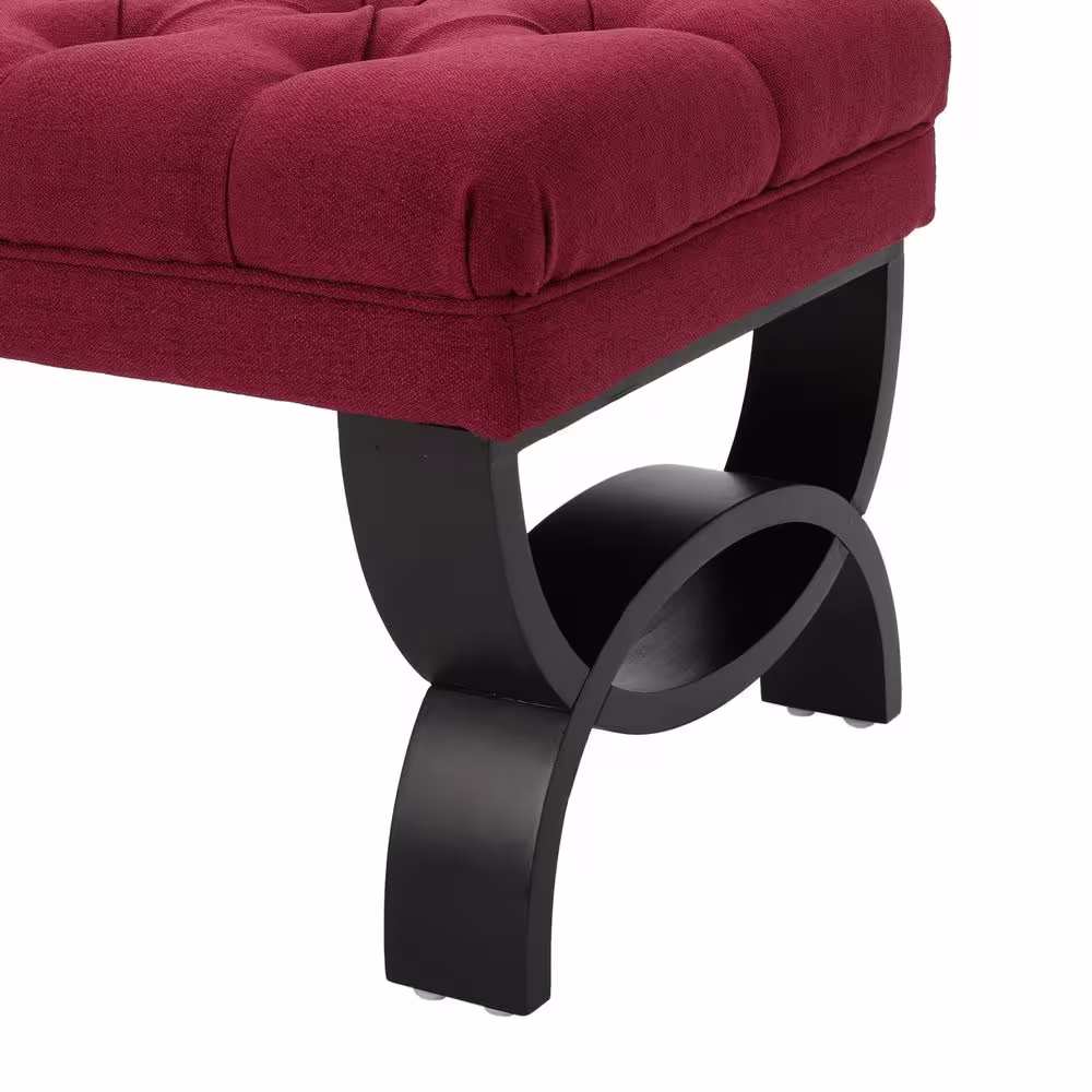 Noble House Scarlett Deep Red Bench Upholstered (16.75 in. x 41 in. x 17.25 in.)