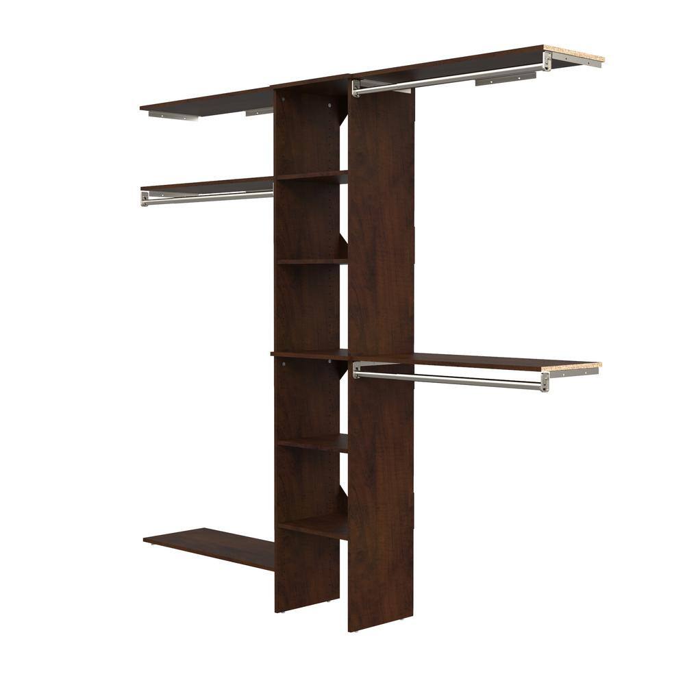 ClosetMaid Style+ 64.9 in W - 112.9 in W Chocolate Basic Narrow Wood Closet System Kit