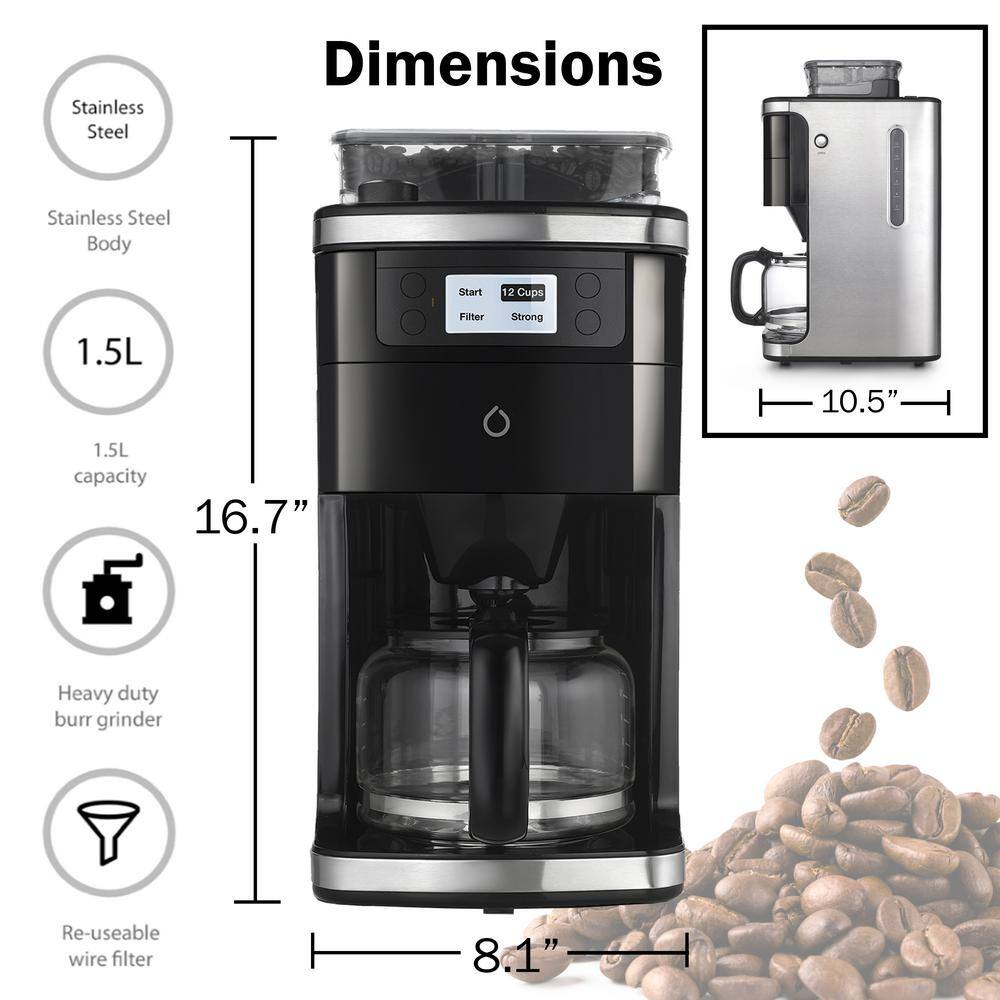 6Cup Black Coffee Maker with Smart App