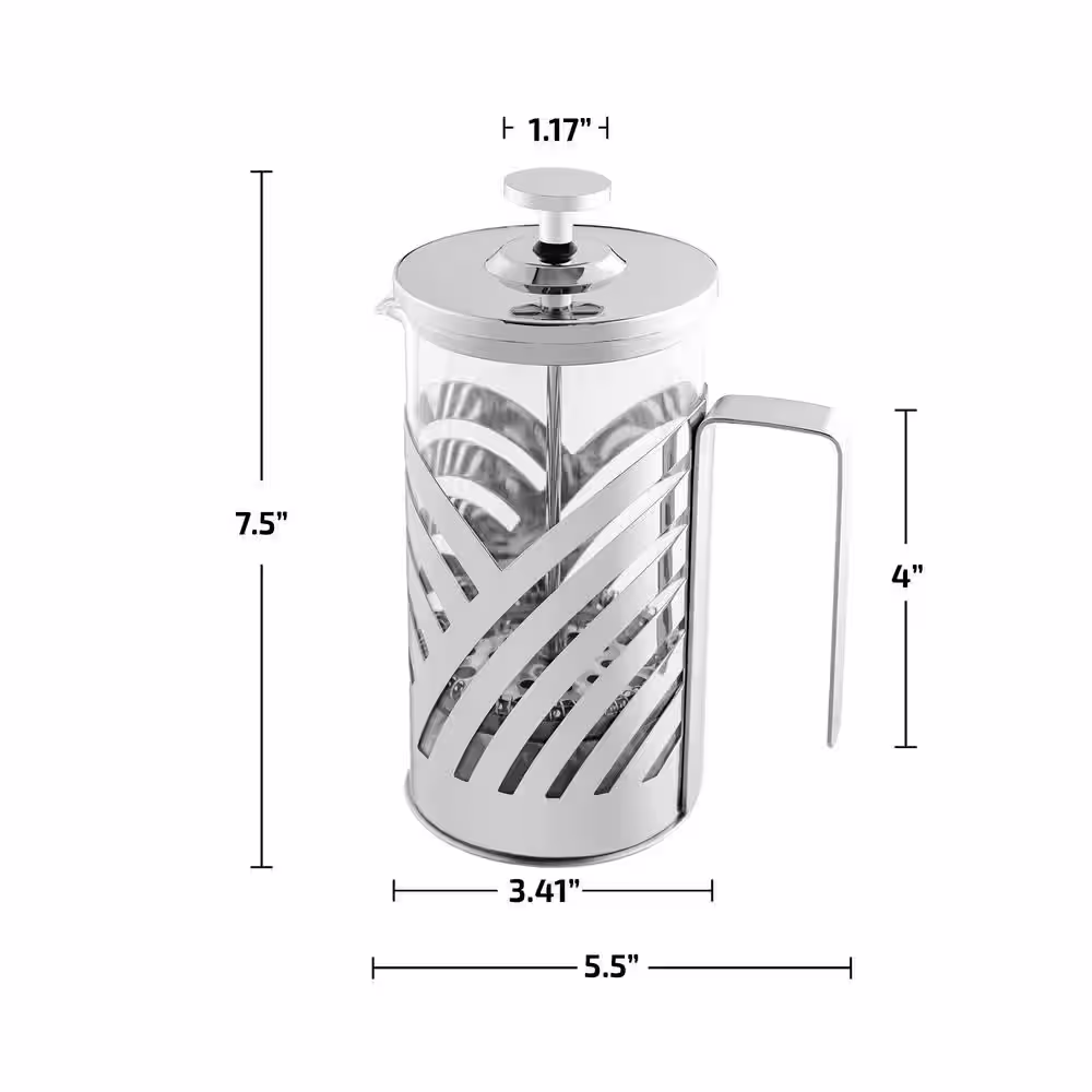 OVENTE 4 Cup Stainless Steel French Press Coffee Maker