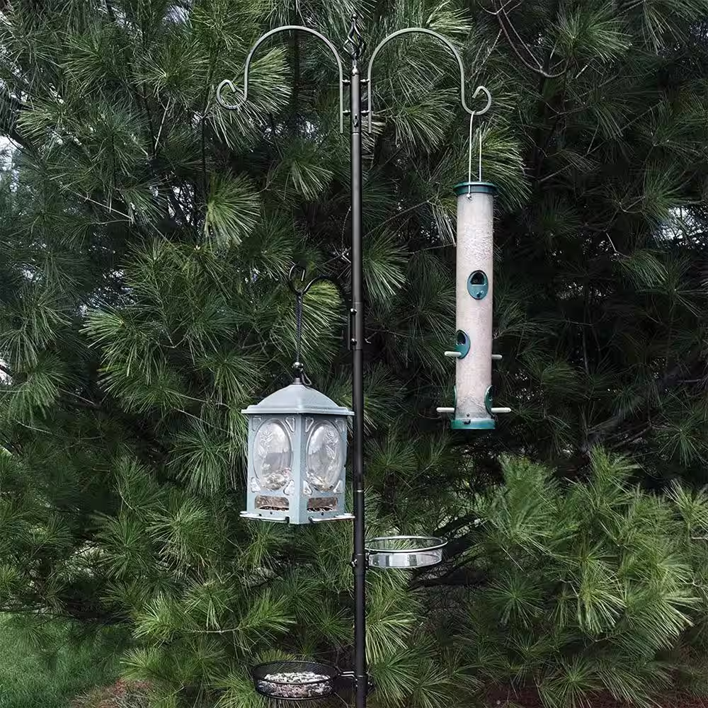 None 92 in. Tall, Deluxe Bird Feeding Station and Birdbath Kit, 4 Sided Hook