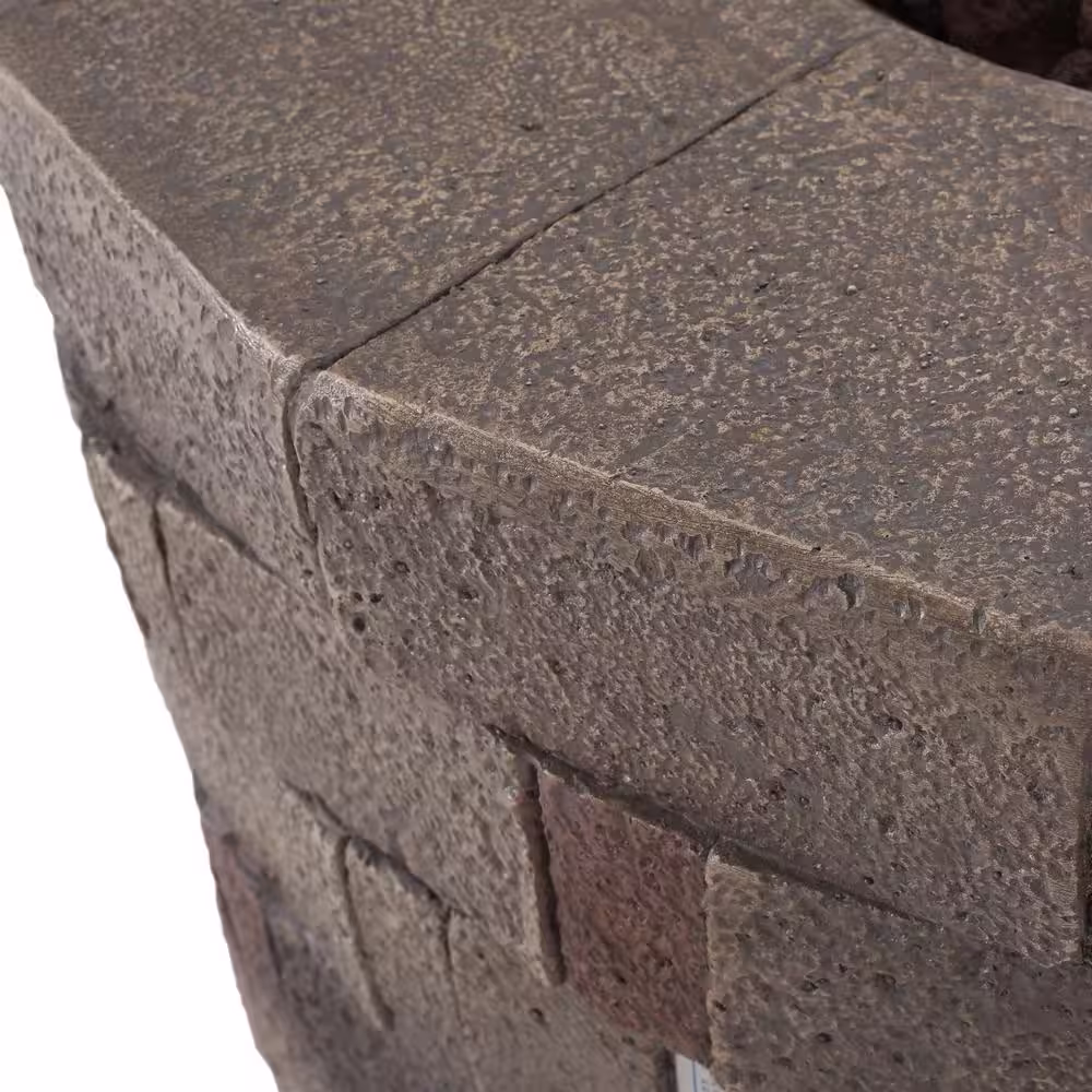 Noble House Cameron 32 in. x 23 in. Circular Concrete Propane Fire Pit in Brown