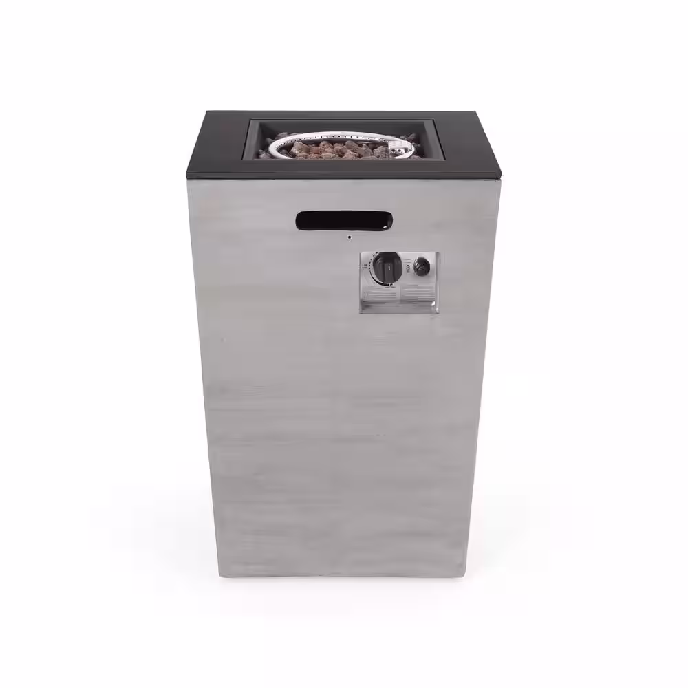 Noble House Langton 19.50 in. x 29 in. Rectangular Concrete Propane Fire Pit in Dark Grey